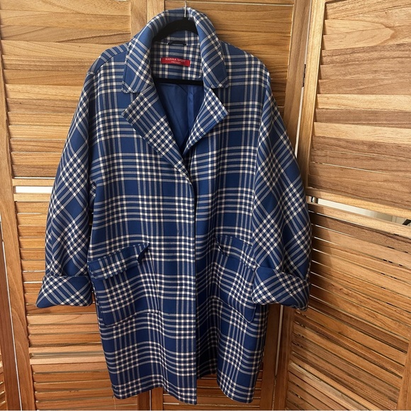 Marina Rinaldi Jackets & Blazers - Marina Rinaldi Cotton Blend Plaid Coat